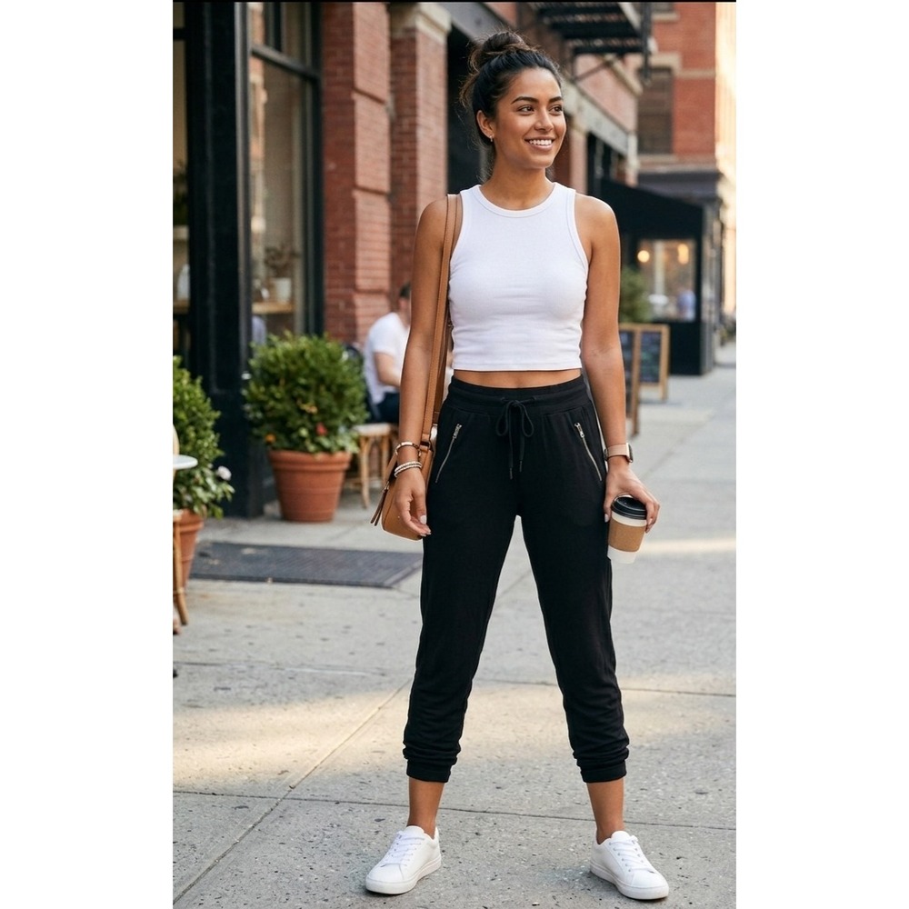 Athleta Trekkie North Joggers Womens 2 Black Hiking Travel Pants Zip Pockets